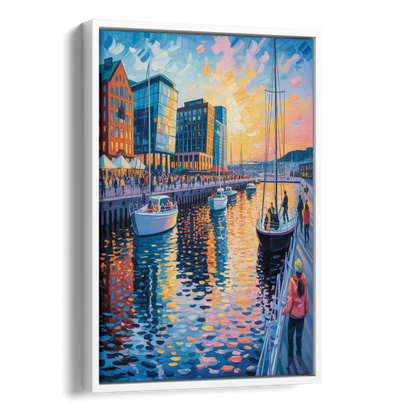 Aker Brygge Vibes Side - White Canvas Wall Art
