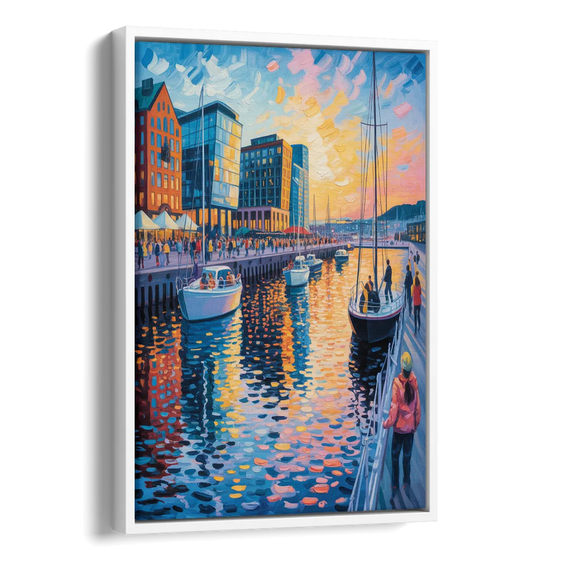 Aker Brygge Vibes Side - White Canvas Wall Art