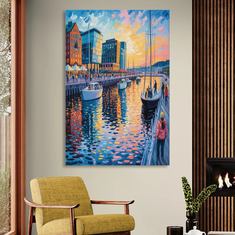 Aker Brygge Vibes Living Room - Canvas Wall Art