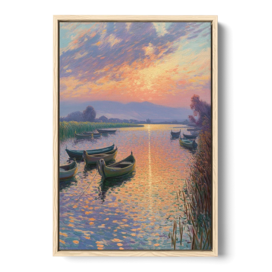 Albufera Sunset - Oak Framed Canvas Wall Art - Front