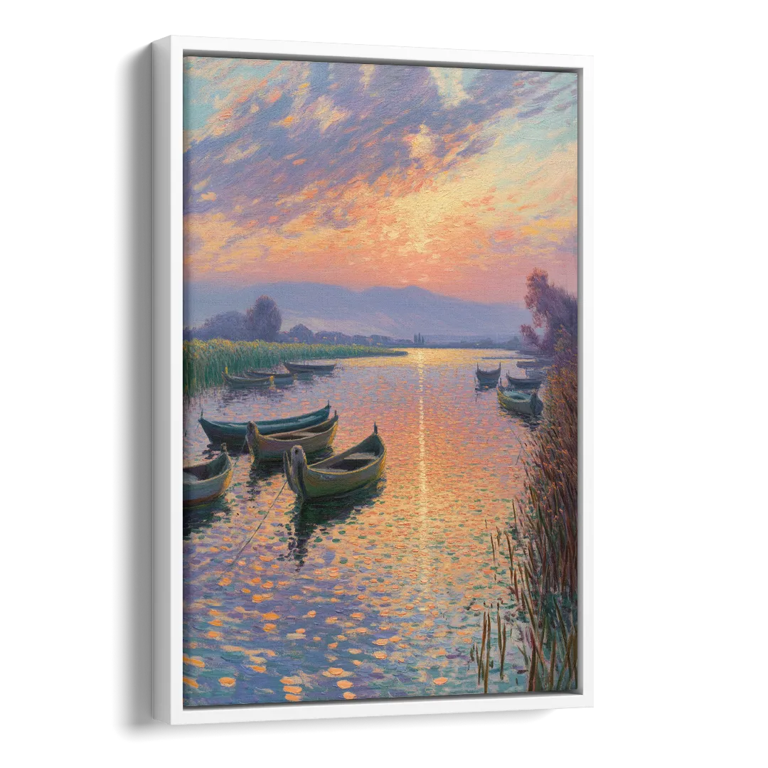 Albufera Sunset Side - White Canvas Wall Art