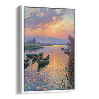 Albufera Sunset Side - White Canvas Wall Art