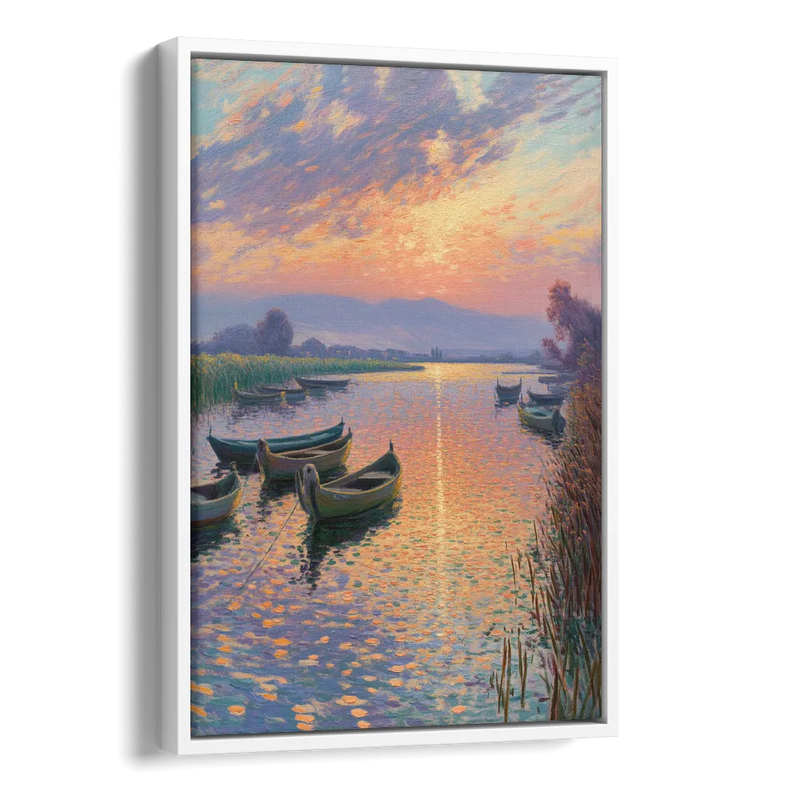 Albufera Sunset Side - White Canvas Wall Art