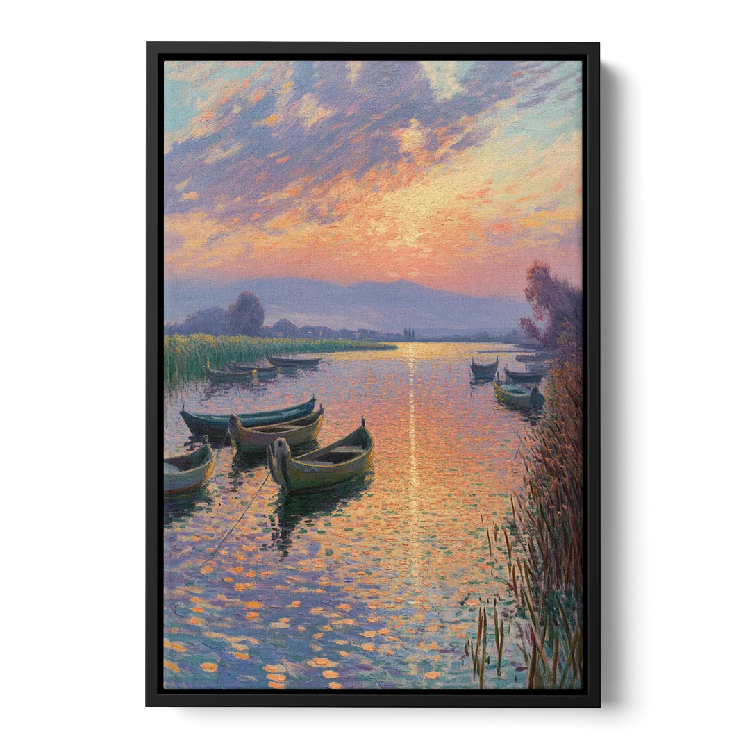 Albufera Sunset Front - Black Canvas Wall Art