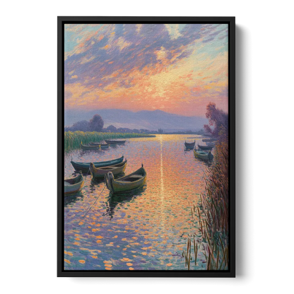 Albufera Sunset Front - Black Canvas Wall Art