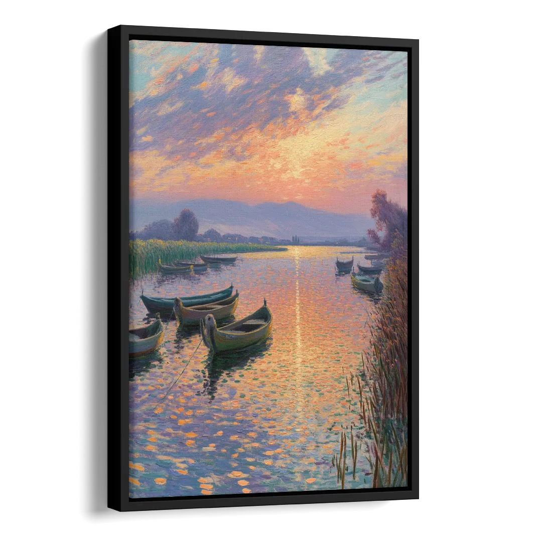 Albufera Sunset Side - Black Canvas Wall Art