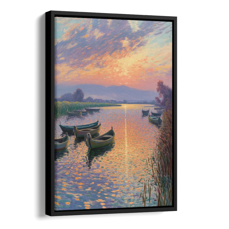 Albufera Sunset Side - Black Canvas Wall Art