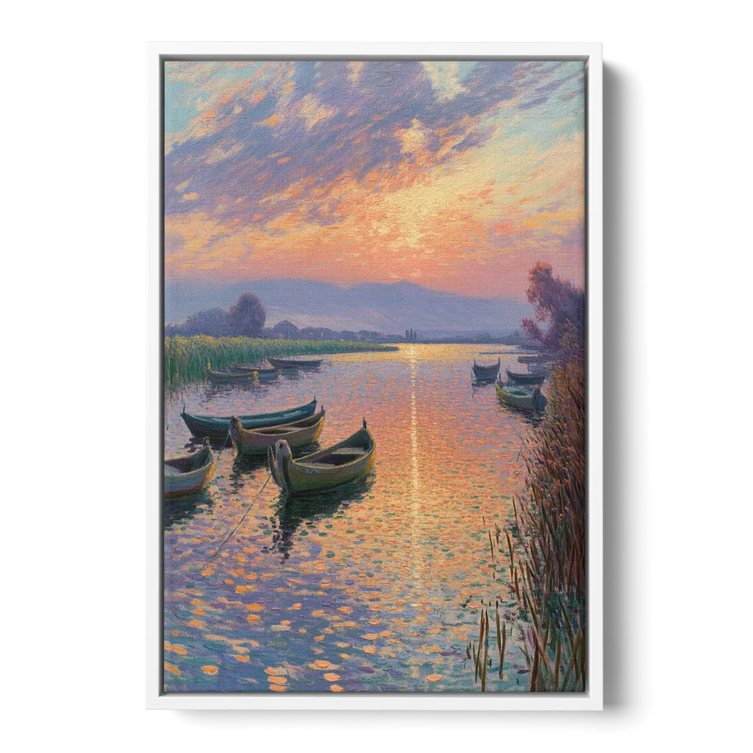 Albufera Sunset Front - White Canvas Wall Art