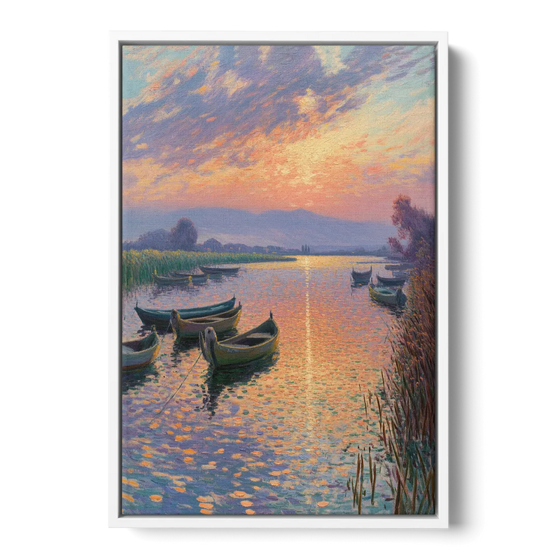 Albufera Sunset Front - White Canvas Wall Art