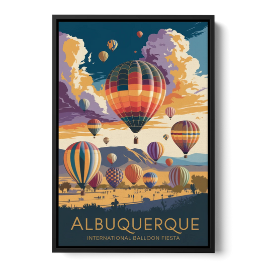 Albuquerque Balloon Fiesta - Black Framed Canvas Wall Art - Front