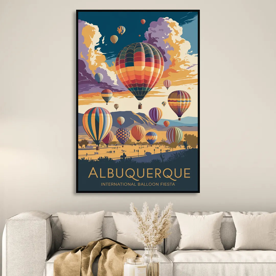 Albuquerque Balloon Fiesta Sitting Room - Black Canvas Wall Art