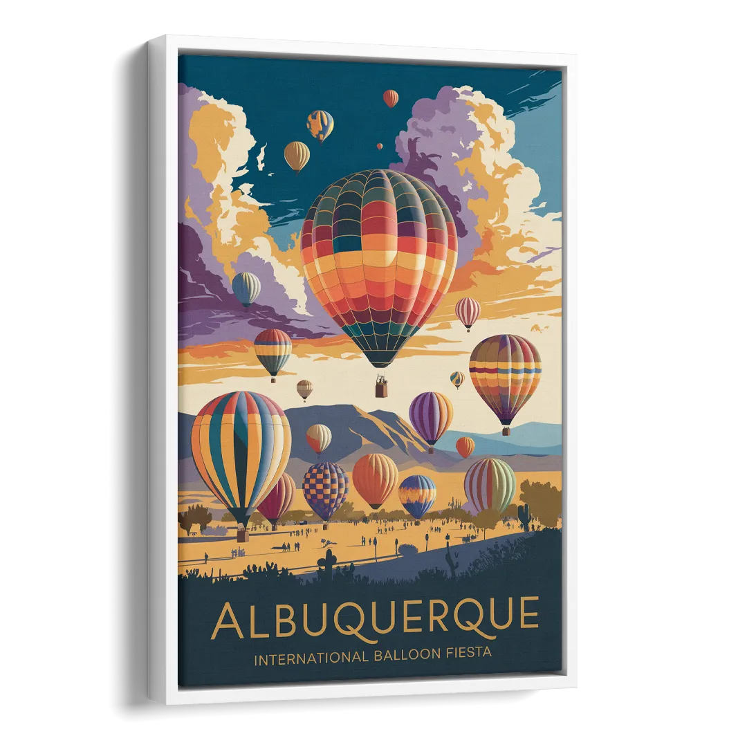Albuquerque Balloon Fiesta Side - White Canvas Wall Art