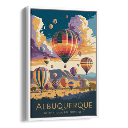 Albuquerque Balloon Fiesta Side - White Canvas Wall Art