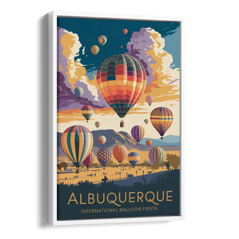 Albuquerque Balloon Fiesta Side - White Canvas Wall Art
