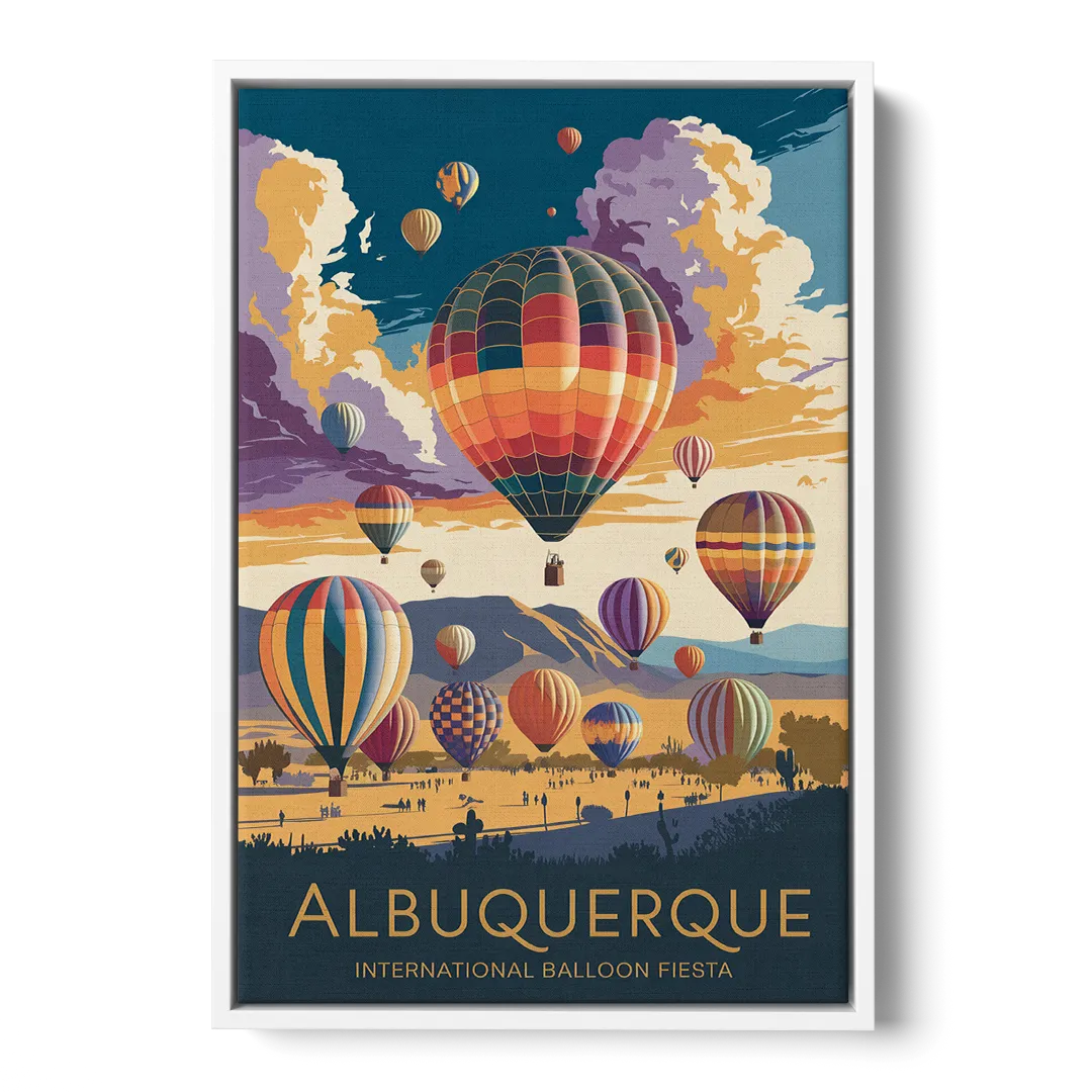 Albuquerque Balloon Fiesta Front - White Canvas Wall Art