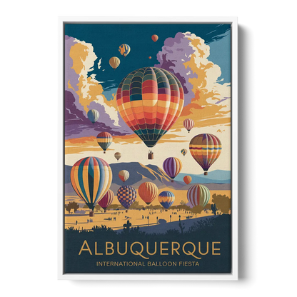 Albuquerque Balloon Fiesta Front - White Canvas Wall Art