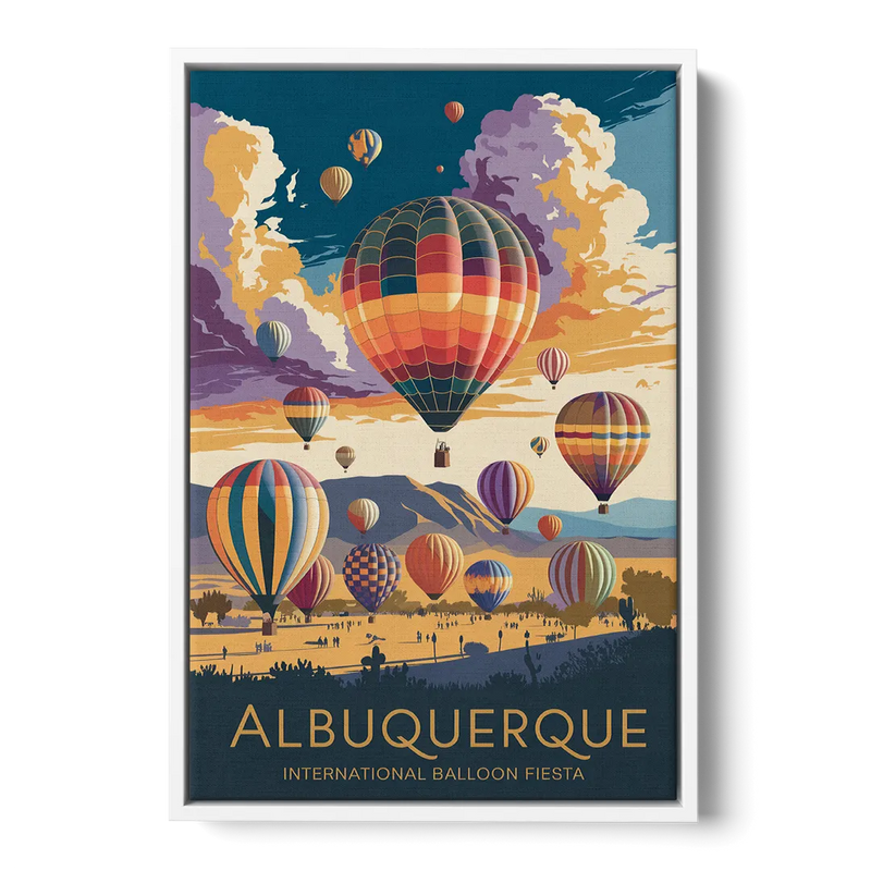 Albuquerque Balloon Fiesta Front - White Canvas Wall Art