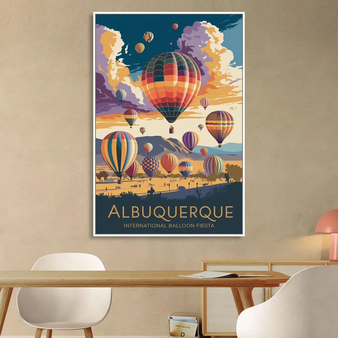 Albuquerque Balloon Fiesta Living Room - White Canvas Wall Art