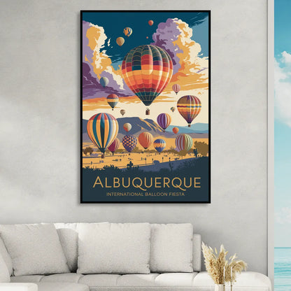 Albuquerque Balloon Fiesta Living Room - Black Canvas Wall Art
