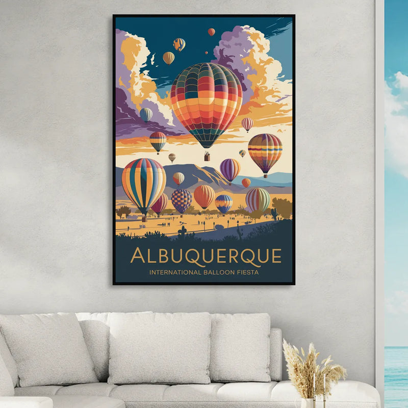 Albuquerque Balloon Fiesta Living Room - Black Canvas Wall Art