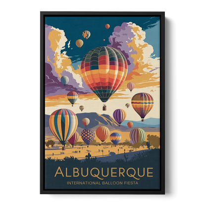 Albuquerque Balloon Fiesta Front - Black Canvas Wall Art