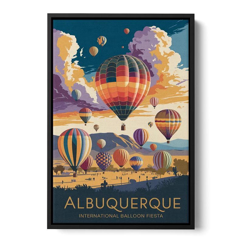 Albuquerque Balloon Fiesta Front - Black Canvas Wall Art