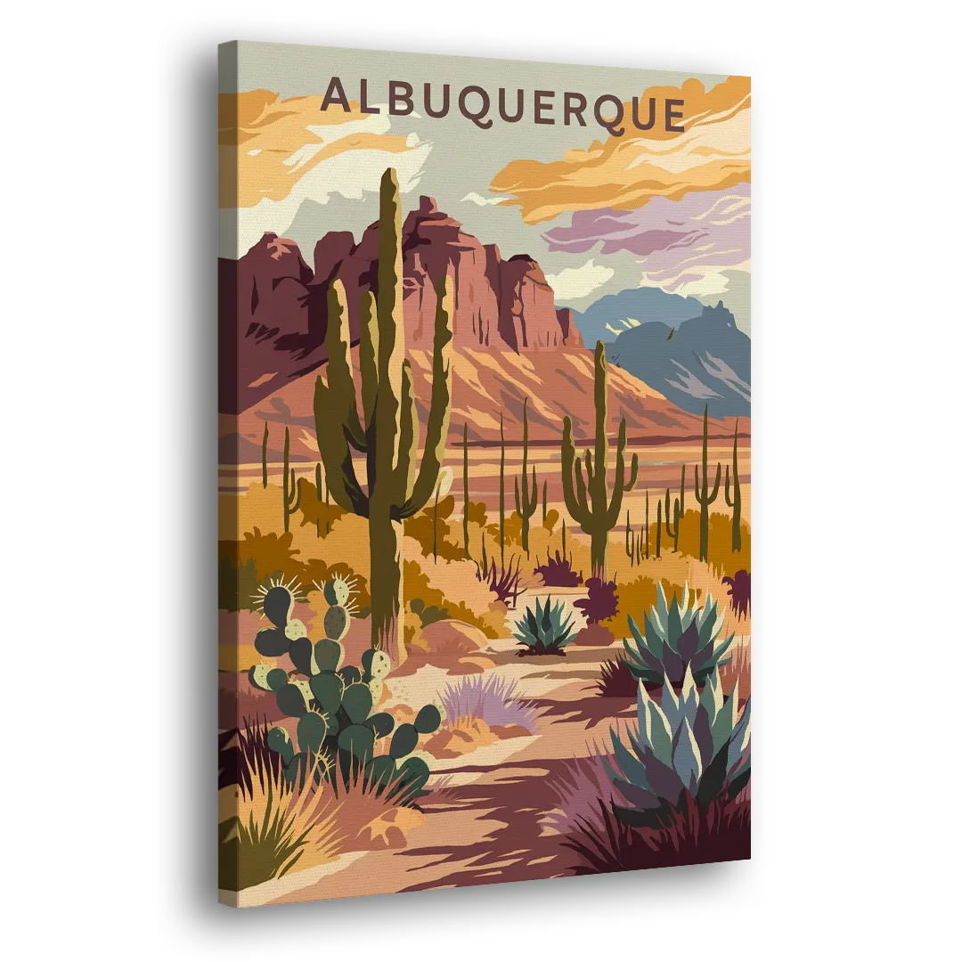 Albuquerque Desert Landscape Side - Canvas Wall Art