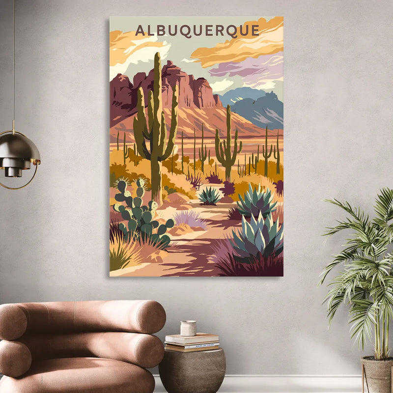 Albuquerque Desert Landscape Sitting Room - Canvas Wall Art
