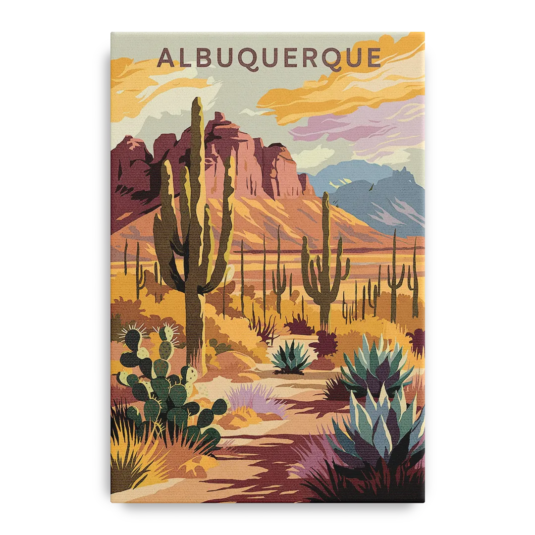 Albuquerque Desert Landscape Front - Canvas Wall Art