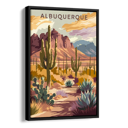 Albuquerque Desert Landscape Side - Black Canvas Wall Art