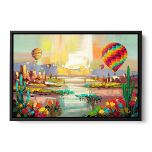 Albuquerque Hot Air Balloons - Black Framed Canvas Wall Art - Front