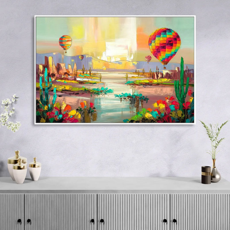 Albuquerque Hot Air Balloons Sitting Room - White Canvas Wall Art