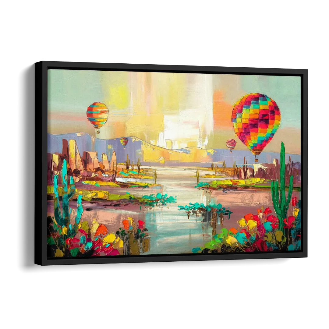 Albuquerque Hot Air Balloons Side - Black Canvas Wall Art