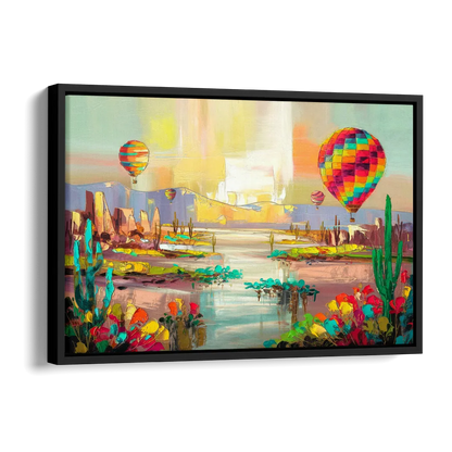 Albuquerque Hot Air Balloons Side - Black Canvas Wall Art