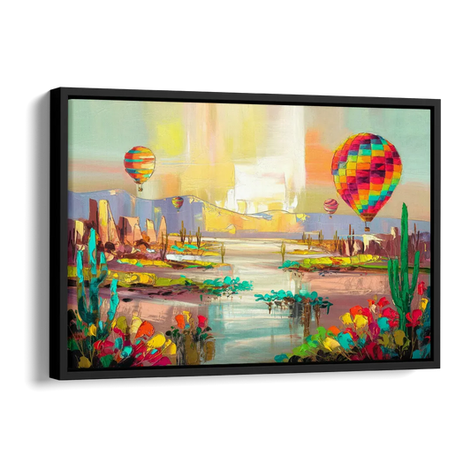 Albuquerque Hot Air Balloons Side - Black Canvas Wall Art