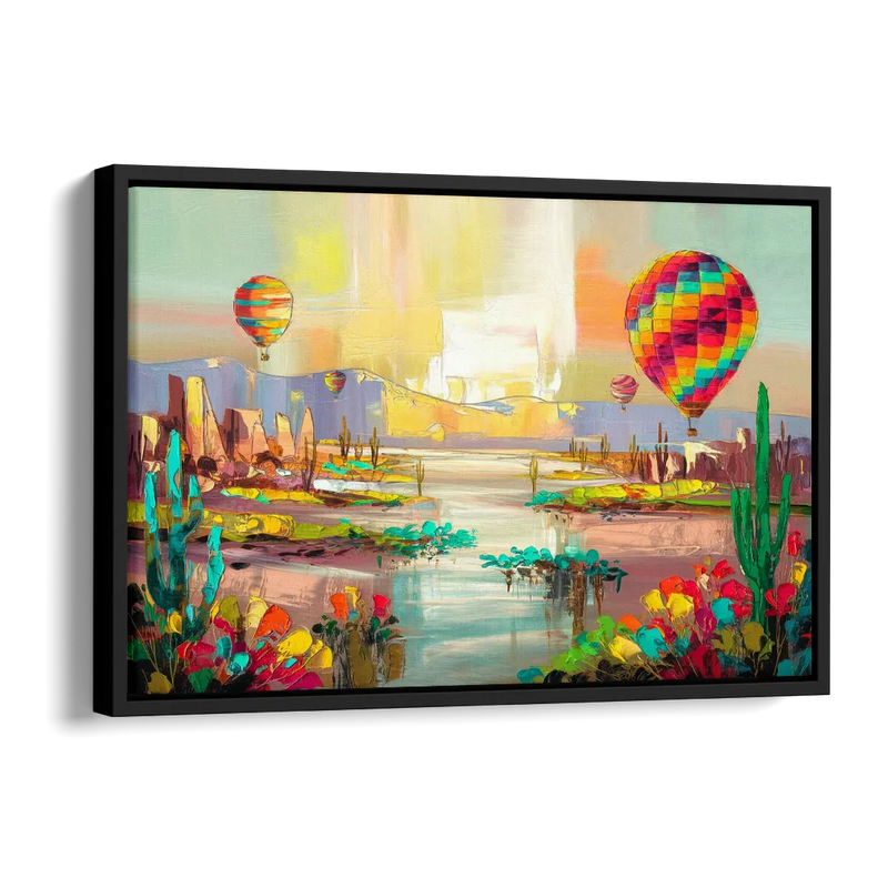 Albuquerque Hot Air Balloons Side - Black Canvas Wall Art