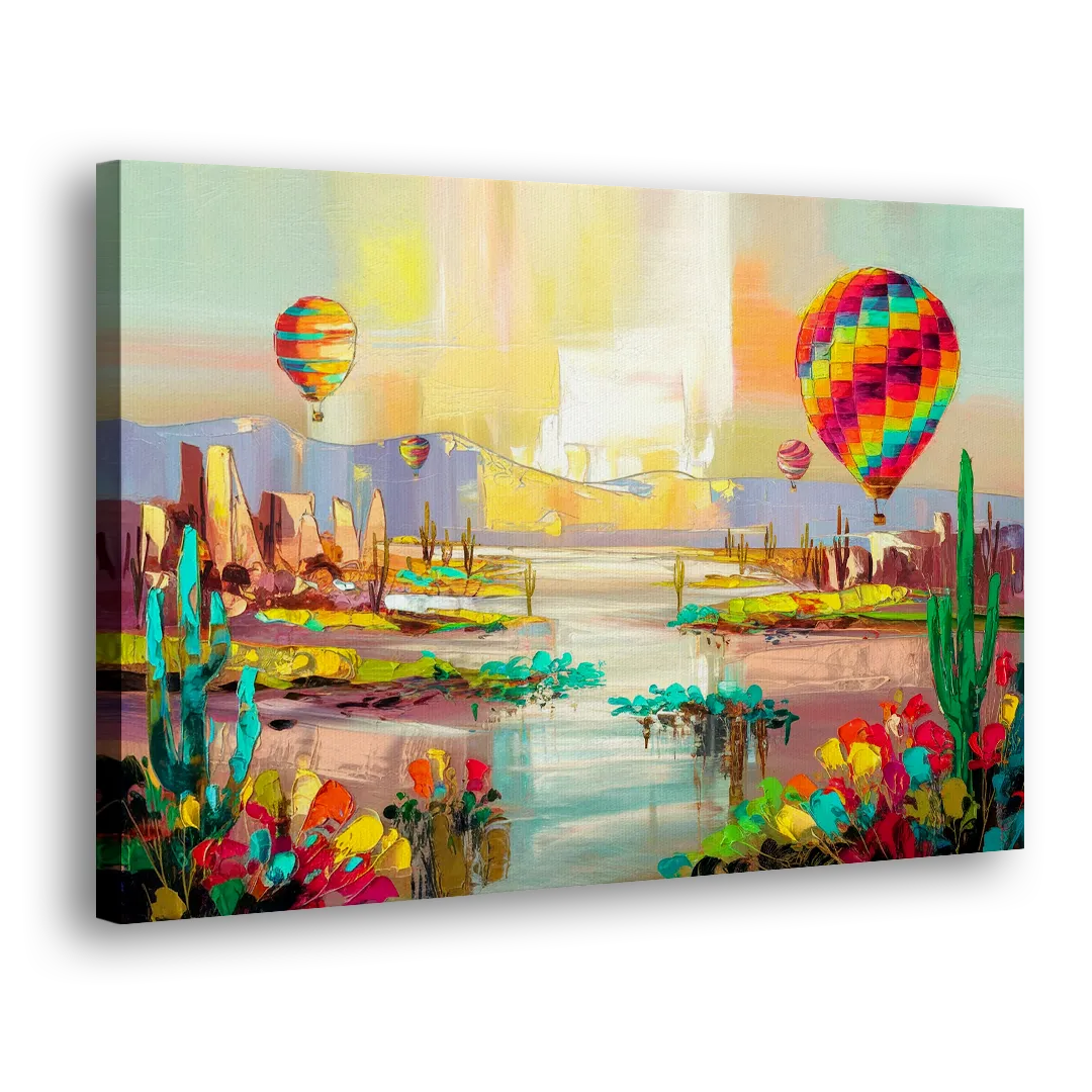 Albuquerque Hot Air Balloons Side - Canvas Wall Art