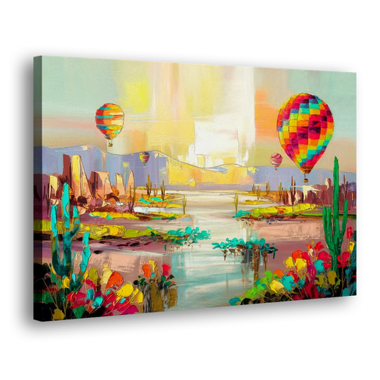 Albuquerque Hot Air Balloons Side - Canvas Wall Art