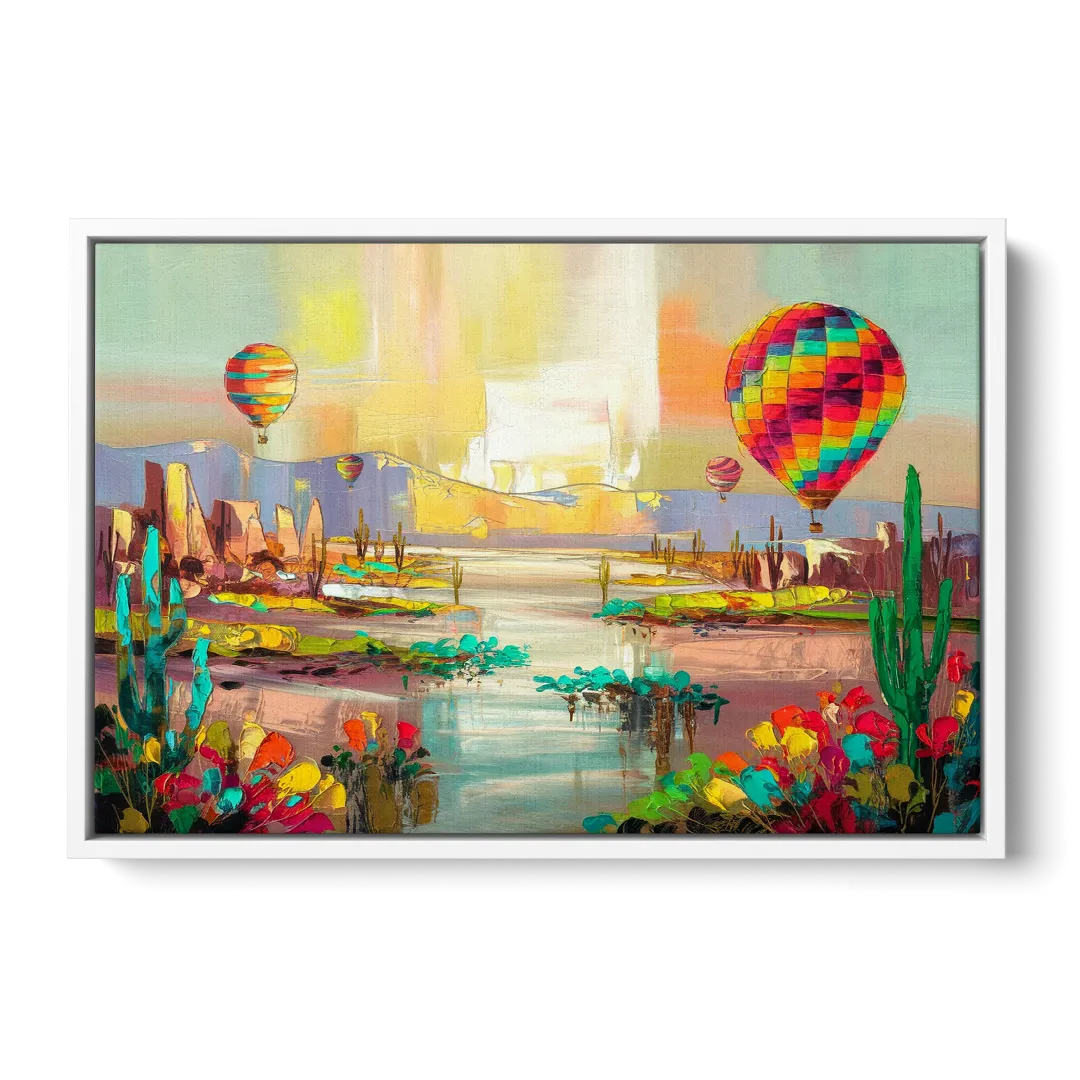 Albuquerque Hot Air Balloons Front - White Canvas Wall Art