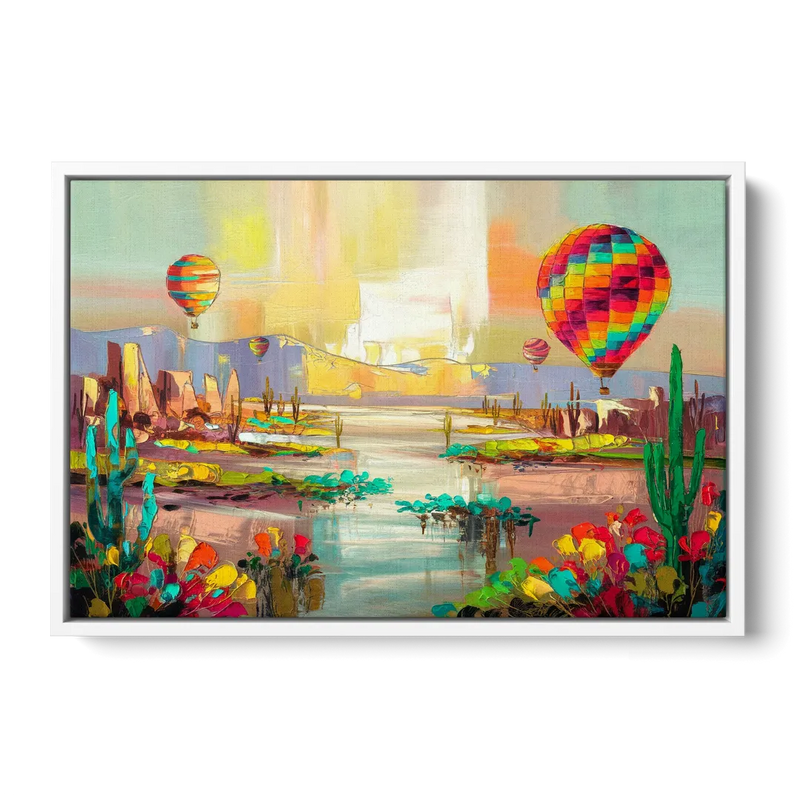 Albuquerque Hot Air Balloons Front - White Canvas Wall Art