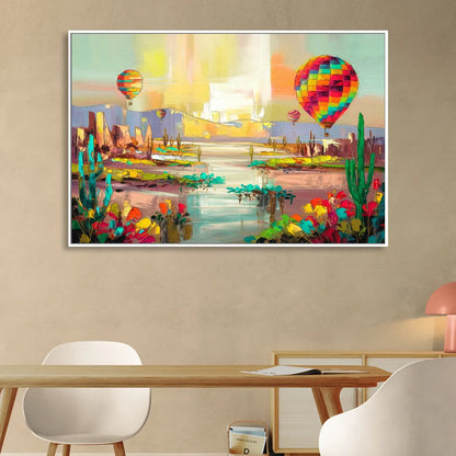 Albuquerque Hot Air Balloons Living Room - White Canvas Wall Art