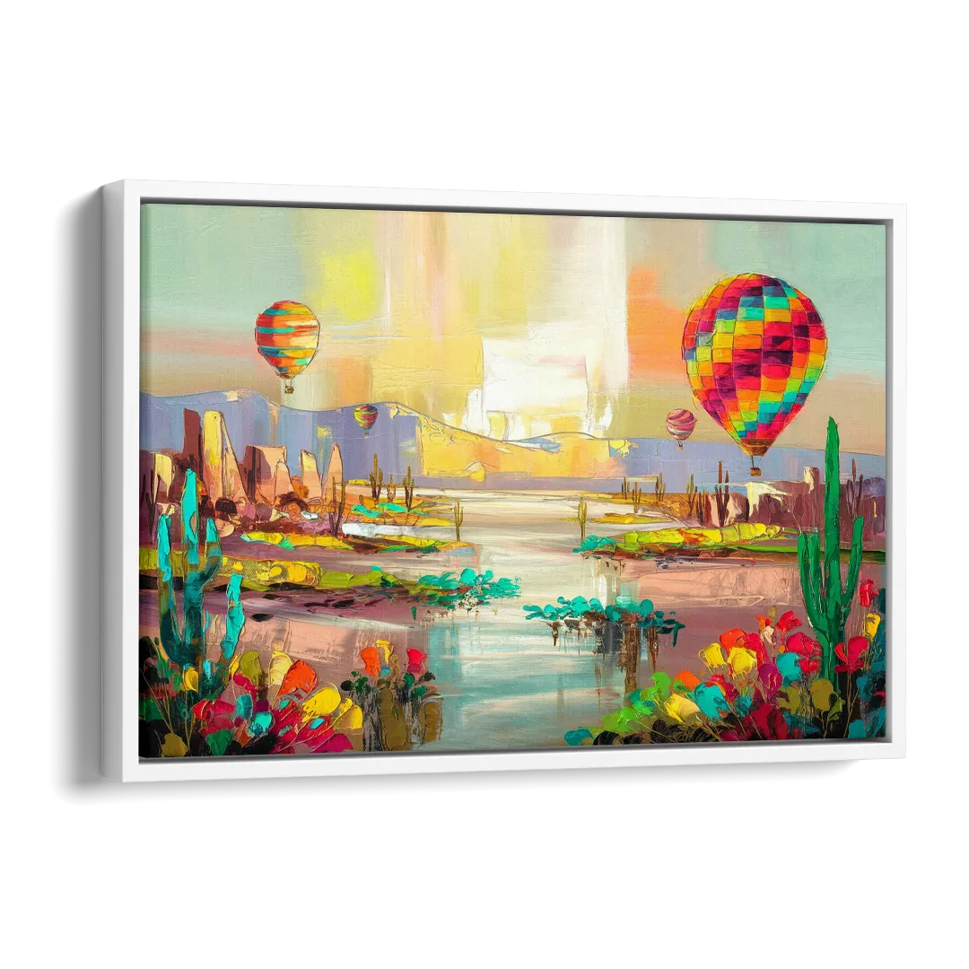 Albuquerque Hot Air Balloons Side - White Canvas Wall Art