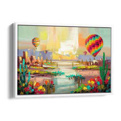 Albuquerque Hot Air Balloons Side - White Canvas Wall Art