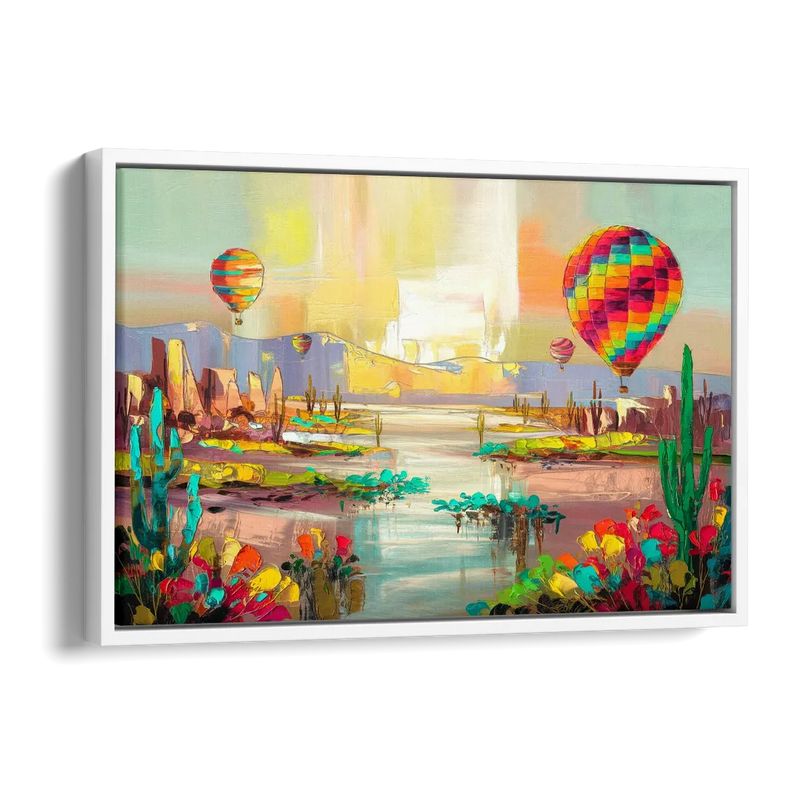 Albuquerque Hot Air Balloons Side - White Canvas Wall Art