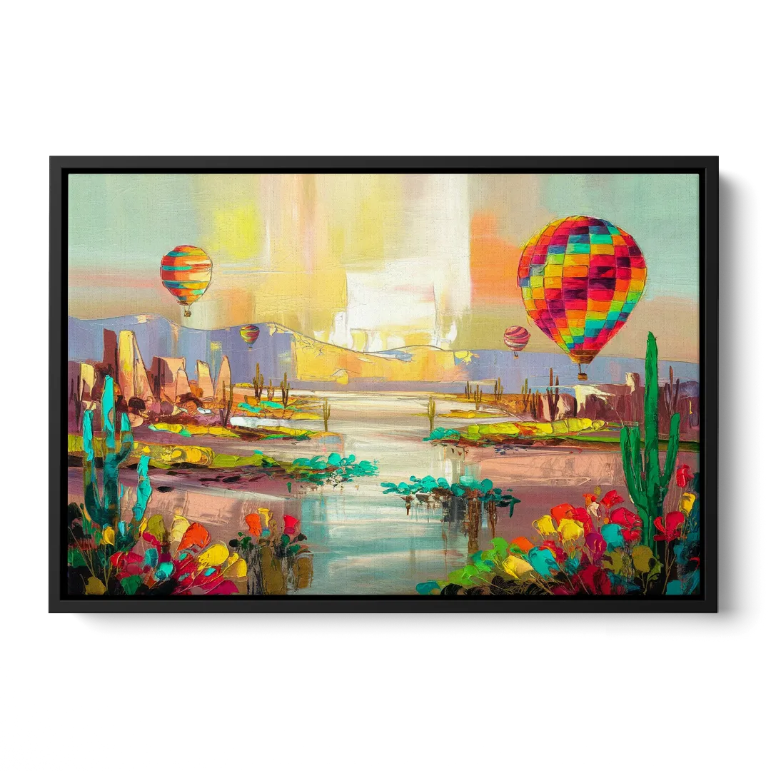 Albuquerque Hot Air Balloons Front - Black Canvas Wall Art