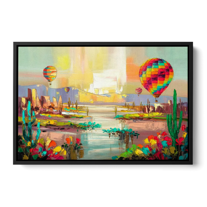 Albuquerque Hot Air Balloons Front - Black Canvas Wall Art