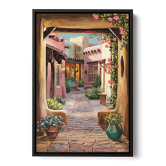 Albuquerque Old Town Charm - Black Framed Canvas Wall Art - Front