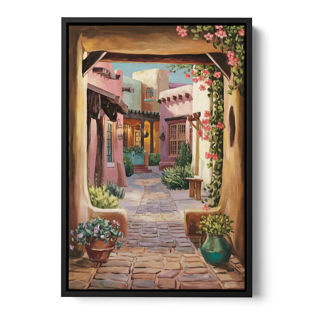 Albuquerque Old Town Charm Front - Black Canvas Wall Art