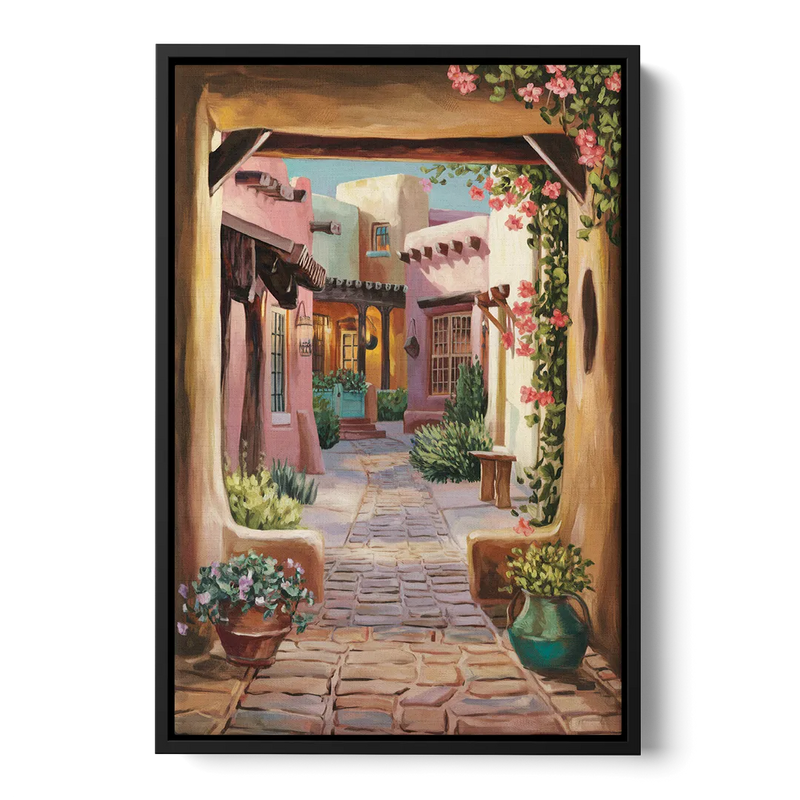 Albuquerque Old Town Charm Front - Black Canvas Wall Art