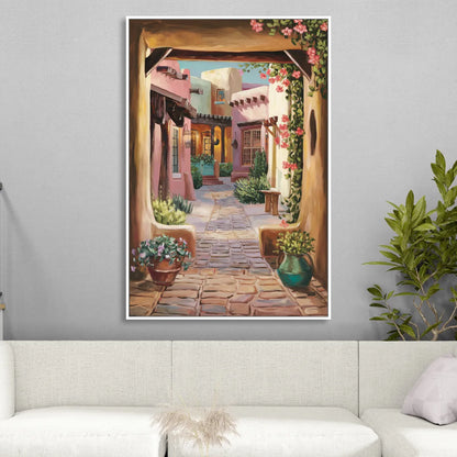 Albuquerque Old Town Charm Living Room - White Canvas Wall Art